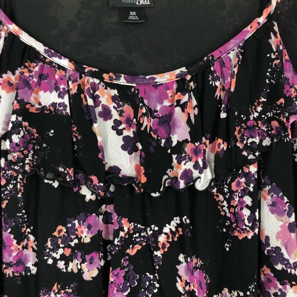 Plus size 3X Ruffle Top by east5th; Multiple Layers of Ruffles; Watercolor Print - Picture 3 of 6